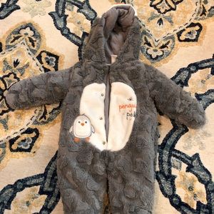 Baby Pram coverall - penguin- 3 months